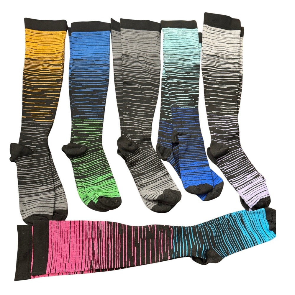 Compression Socks Knee High Gradient Stripe Color… - image 1